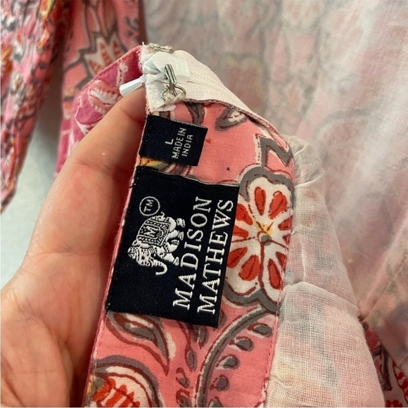 "Rosewater Reverie" Madison Mathews Boho Maxi Dress Backless Cotton Dress Large - Picture 12 of 14